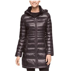 Andrew Marc Womens Packable Lightweight Premium Down Jacket Size S Long Hooded